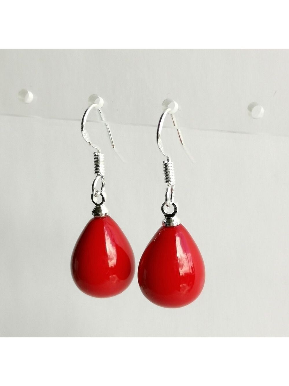 Sterling silver red agate drop earrings 🆕